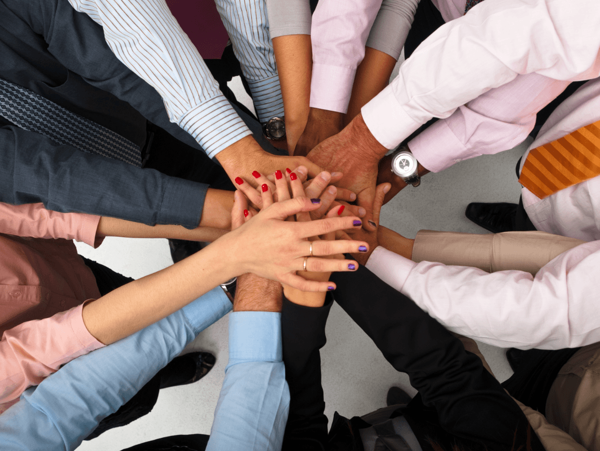 Healthcare professionals collaborating together in a supportive team environment